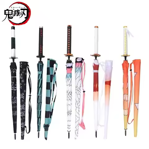 Demon Slayer 16 Bone Anime Umbrella Kimetsu No Yaiba Long Handle Samurai Personality Creative Knife 