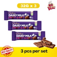 [3 pcs] Cadbury Dairymilk, 32g (fruit & nut)