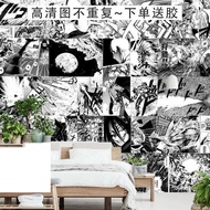 Japanese animated comic wall A4 paper printing two-dimensional black and white spy play poster Demon Slayer Blade One Piece wallpaper