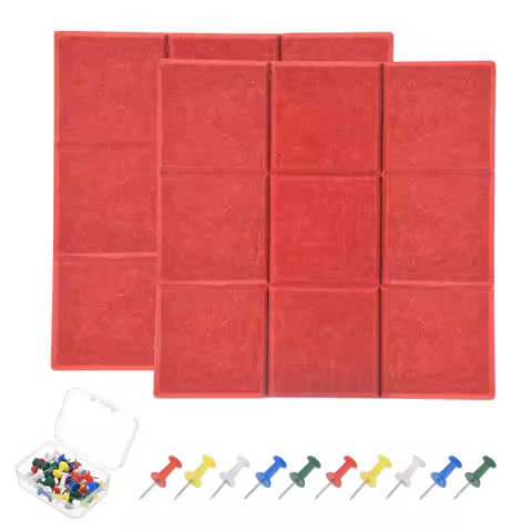 2Pcs Large Felt Wall Tiles 12x12inch Self Adhesive Felt Bulletin Board with 30 Push Pins Cork Boards