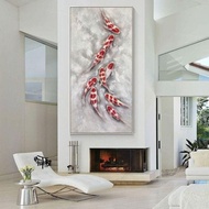 lukisan dinding koi modern art tekstur plus frame FUTURE ART PAINTING