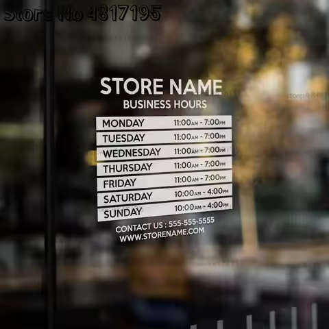 Custom Business Hours Sign Sticker Decal Store Front Signs Business Vinyl Decal Hours Of Operation S