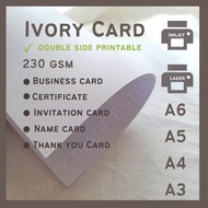A4, A3, A5, A6, A7 Ivory Card 230g White Card/ Kad Putih/Printing Card for Thank You Card/ Wedding I