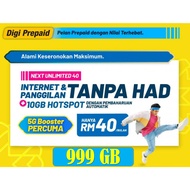 DIGI Raja Unlimited 999GB (UNLIMITED DATA + UNLIMITED CALL + HOTSPOT UNLIMITED)