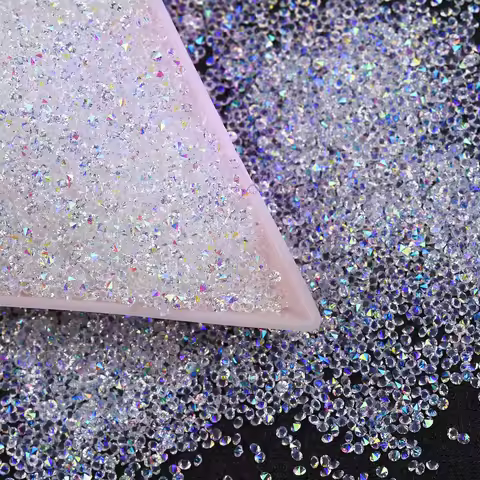 8200 Mini Nail Rhinestones 1.3mm Mini Glass Crystal Nail Accessories (Clear AB Color)