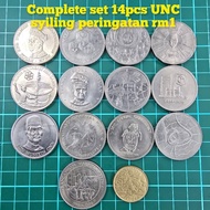 (B83) duit syiling peringatan rm1 complete set 14pcs syiling peringatan rm1 duit syiling lama duit s