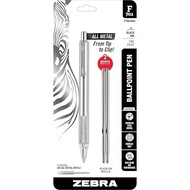 Zebra F-701 Metal Pen Ballpoint Fine Stainless Steel Knurled Grip 0.8mm Black Ink F701 Retractable S