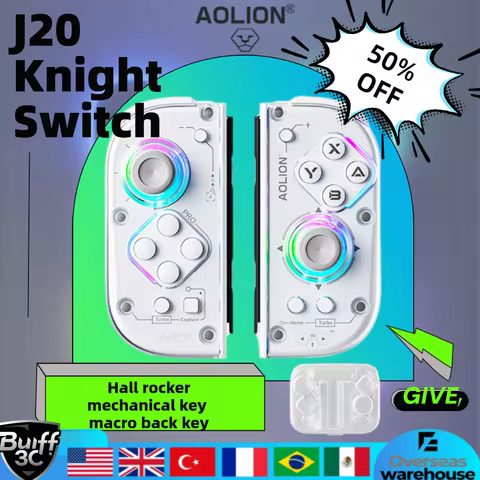 Aolion New j20 For Switch 2 RGB Wireless Knight Left and Right Controller Hall Joystick Gamepad With