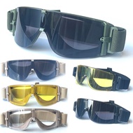 แว่นตา X800ทรายกันลมชุดแว่นตาพัดลมทหารยุทธวิธี + แว่นตาการยิงนอกบ้าน CS อุปกรณ์ป้องกัน