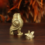 Retro Brass Owl Zun Statue Chinese Ancient Style Copy Handicrafts Collectible Exquisite Desktop Deco
