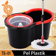 COD Spin Mop Alat Pel Putar Otomatis + Ember Plastik Alat pemutar Stainless Steel Alat Pel Lantai Su