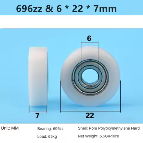 1 Pc 696zz & 6x22x7mm Planar Wheel F Nylon Pad injection material moving door , window slide wheel w