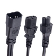 IEC 320 C14 3Pin Male to C5 Female + C13 Female Power Adapter Cable, Y Type Splitter Power Cord 30CM