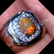 Cincin Mewah Batu Kalimaya Teh Berjarong Garansi Natural