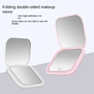 Small Compact Mini Gift Vanity Table Folding Led Lights Portable Hand Held Pocket Mirror 2X
