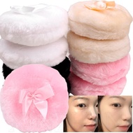 3Pcs Bow Round Plush Powder Puff - Beauty Makeup Tools - For BB Cream, Foundation, Loose Powder - We