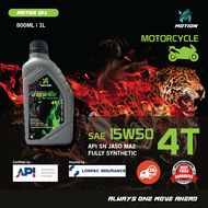 MOTION 15W50 4T 1L Fully Synthetic Motorcycle Engine Oil API SN JASO MA2 Minyak Pelincir Motor Motosikal Motorcycle lubricant
