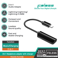 FELESS สายแปลงหูฟังพร้อมชาร์จ ชาร์จไปคุยสายไป 2in1 dual lightning to lightning+lightning/lightning to lightning+3.5AudioCharge Adapter