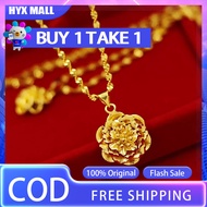 （Buy 1 Take 1）100% Original 18K Saudi Gold Pawnable Snake Bone Ripples Of Water Chain K Gold Necklace Malaking Bulaklak Peony Mayaman Bulaklak Palawit Fashion Trend All Match Na Regalo Para Sa Mother Lover Girlfriend Pinakabagong Usong Istilo - Intl