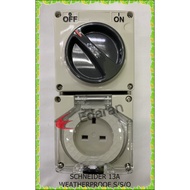 SCHNEIDER S56C313GY 13A Weatherproof Switched Socket Outlet - IP66