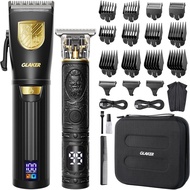 GLAKER Hair Clippers Men, Professional Mens Hair Clippers and Trimmer Set for Barber, Cordless Grooming Kit with LED Display &amp; 15 Guide Combs, Barber Clippers Hair Cutting Kit for