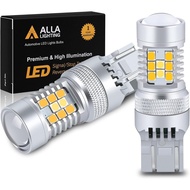 Alla Lighting 7444NA 7443 LED Switchback Turn Signal Lights Bulbs, Dual Color Amber Yellow/6000K Whi