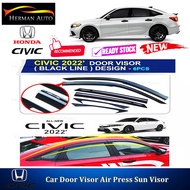 HermanAuto Honda Civic FE 2022 Car Door Visor Air Press Sun Visor Accessories