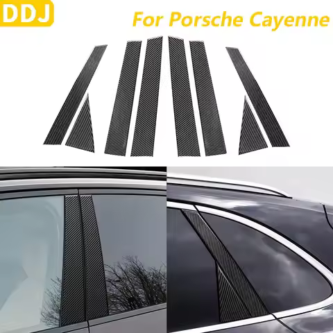 Real Soft Carbon Fiber External Door B-pillar Panel Trim Cover For Porsche Cayenne 9Y0 9YA 9YB E3 20