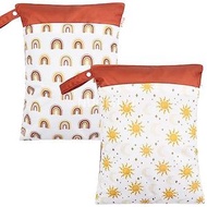 Others - 嬰兒尿布濕乾袋，2個濕衣組織者帶2個拉鍊口袋，防水寶寶旅行濕袋，小布濕袋，可重複使用的嬰兒車游泳袋、衣物、泳衣（白色）