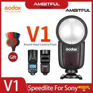 Godox แฟลช Speedlight V1 V1S TTL HSS 1/8000S แฟลช Speedlite แบตเตอรี่ลิเธียมไอออนพร้อมแผ่นกรองแสงทรง
