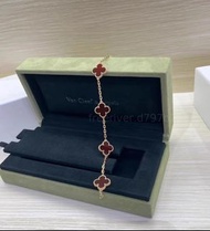 Van Cleef & Arpels梵克雅寶 Alhambra四葉幸運系列 紅玉髓五花四葉草手鍊 女款