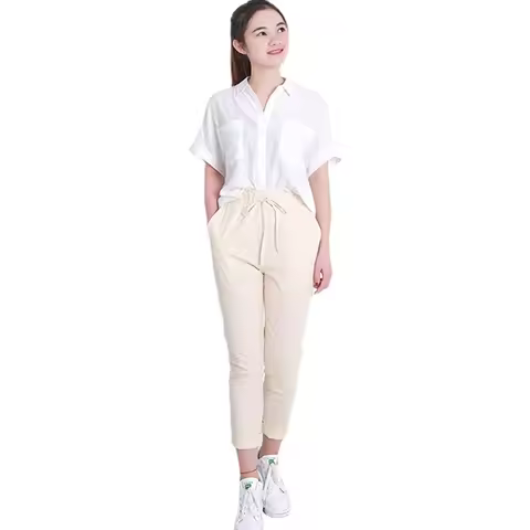 Summer Harem Pants Women High Waist Loose Straight Nine Pants Womens Casual Trousers OL Pants Women 
