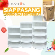 Siap Pasang 5 Tier Insulated Food Storage Slide Cover/ Tudung Saji Viral 4 Tingkat/ Bekas Makanan 3 Tingkat/ Food Cover