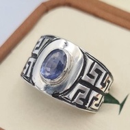 男士藍寶石戒指未經加熱未經處理天然藍色錫蘭尼拉姆石首飾