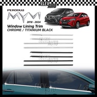 Perodua Myvi G3 2018 - 2024 CHROME BLACK Window Lining Trim Car Door Belt Moulding Bodykit GEARUP Ac