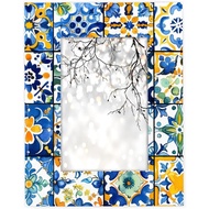Troditional Spanish Tile Pattern 4x6 Picture Frame, Display Photos 3.5x5.5 without Mat, Elegant Pict