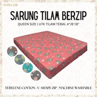 Cadar Queen Zip Bed Sheet 5'x6'x6'' 152cm x 182cm x 15.25cm Cover with Zip/ Sarung Tilam Single Zip