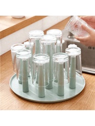 1 Pc 4/9/12 Giá để cốc úp ngược có thể tháo rời có khay để trên mặt bàn, Giá phơi cốc để bàn gia dụn
