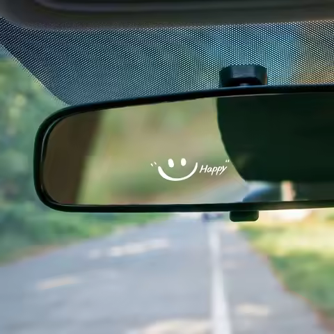 4pcs Happy Smile Face Rearview Mirror Vinyl Sticker For Car Window Motorcycle Helmet