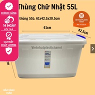 Plastic Bin with Lid and Wheels - 55L Container: 60,5 x 42,5 x 31,5 (new model)
