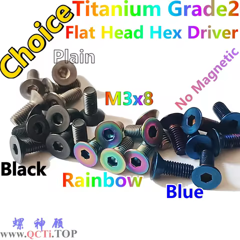 10pcs Flat Head Rainbow Titanium Screw M3 M4 M3x5 M3x6 M3x8 M4x8 M3x10 M3x12 M3x14 M3x16 M3x18 M3x20