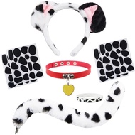 Set Kostum Dalmatian dengan Destar Telinga Dalmatian Pelekat Felt Choker Ekor Dalmatian untuk Berdan