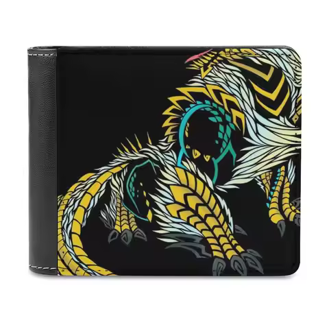 Monster Hunter Zinogre Leather Wallet Men's Wallet Diy Personalized Purse Father's Day Gift Zinogre 