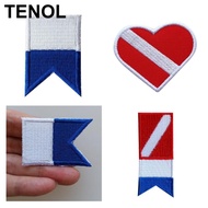 TENOL diver Flag Alpha Flag Patch Embroidered  Scuba Diving Badge Souvenir - Pattern for your choose