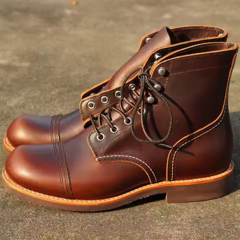 Durable Goodyear-Welted Motorcycle Rugged Heritage Boots Oil Genuine Leather 8111 Iron Ranger Boot F