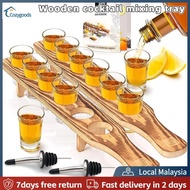 [Local delivery] Spirits Tray Wooden Frame Liquor Dispenser Cocktail Mixing Tray Tequila Shot Glasse