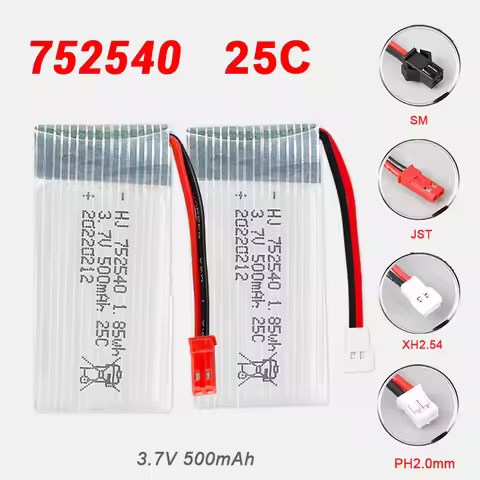 3.7V 500mAh 752540 Battery 25C Polymer Li-Po Batteries for Syma X5C X5C1 X5SW M68 M62R1 Drone Flyer 