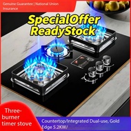 Spot goods Special Offers/ 3 burner gas stove/9KW+2.5KW+9KW dapur gas kaca/built in+Desktop 2in1/Tim