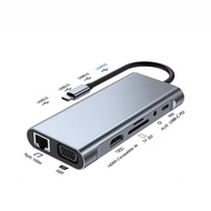 Type C Hub with 4K HDMI USB 3.0 Adapter Type C To HDMI-Compatible Hub 11-in-1