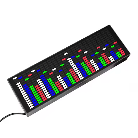 Voice Activated LED Music Spectrum Rhythm Light Colorful 1624 RGB Voice Sensor With Clock Display Au